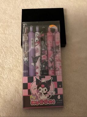 Kuromi Decorative Gel Pen Set in Purple and Pink